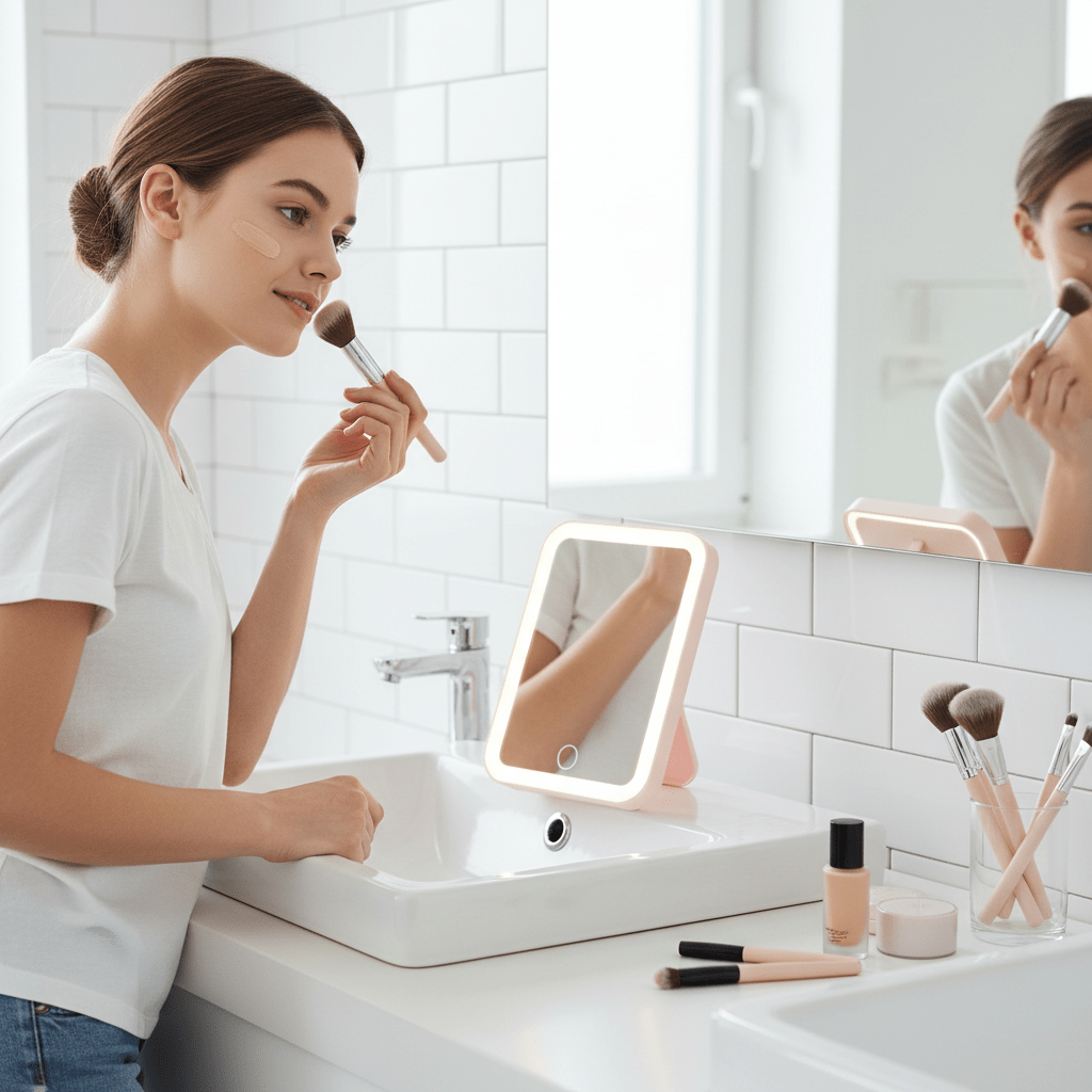 Miroir LED de maquillage en salle de bain – utilisation quotidienne NetFace