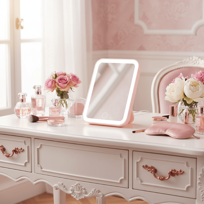 miroir maquillage led rose netface – détail design et éclairage