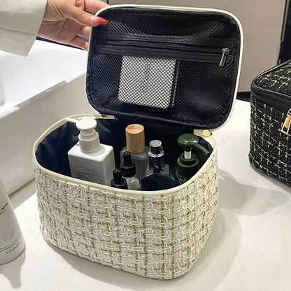 Trousse maquillage tricot grande capacité blanche – KnitBox