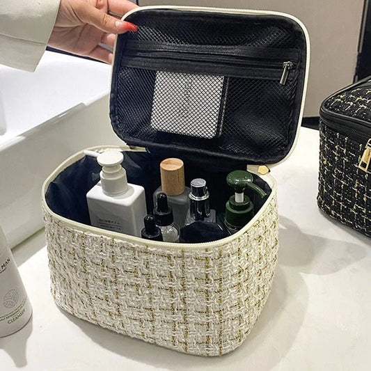 Trousse maquillage tricot grande capacité blanche – KnitBox