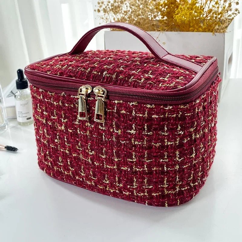 trousse maquillage tricot grande capacité — pochette cosmétique tendance & organisée | KnitBox™ - BEAUTE AU TOP