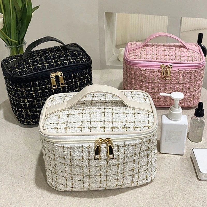 Trousse maquillage tricot grande capacité – pochette cosmétique tendance