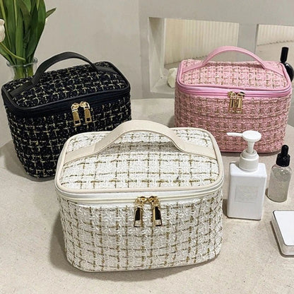 Trousse maquillage tricot grande capacité – pochette cosmétique tendance